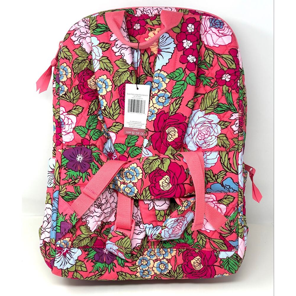 Vera Bradley Vibrant Gardenias Essential Large Backpack Floral Trolley Sleeve - Picture 10 of 12